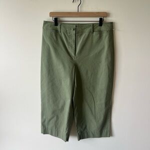 Talbots olive wide leg crop chino pants Size 14p